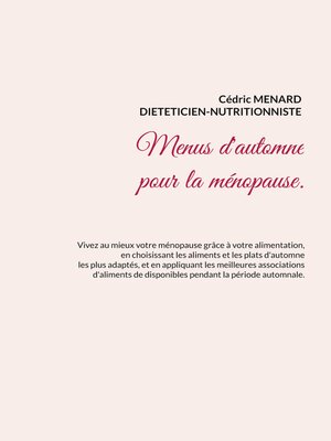 cover image of Menus d'automne pour la ménopause